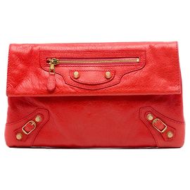 Balenciaga Red Lambskin Motocross Giant 12 Envelope Clutch