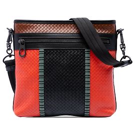 Bottega Veneta Intrecciato Crossbody-Tasche aus Nappa-Leder tricolor orange