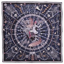 Hermès Hermes Carre 65 C'est La Fete Silk Navy Scarf Muffler