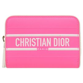Tarjetero de piel rosa Christian Dior