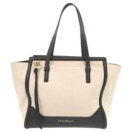 Borsa Tote Salvatore Ferragamo Amy Gancini in pelle e tela