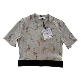 Top floreale argentato Paco Rabanne