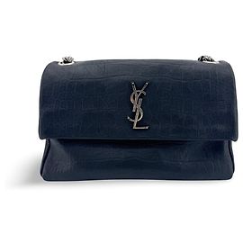 Autre Marque Saint Laurent West Hollywood Crocodile Embossed Leather Small