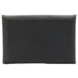 Hermès Hermes Visitenkartenetui aus schwarzem Leder