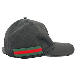  Gucci GG Monogram Web Baseball Cap in Black Canvas