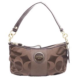 Coach Demi Monogram Schultertasche aus braunem Canvas
