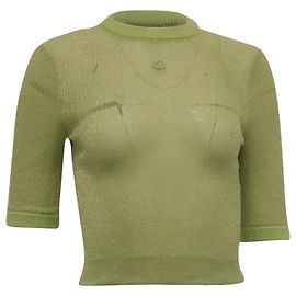 Pull court à col rond Gucci en cachemire vert