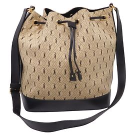 Autre Marque Sac seau Monogram Saint Laurent en toile nylon Camel Brown