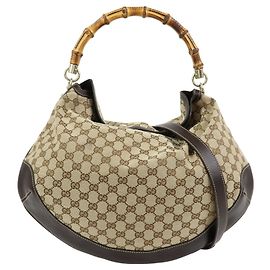 Gucci Bamboo Peggy Hobo GG Canvas Large