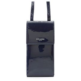 Bolso de hombro de piel charol azul marino Yves Saint Laurent