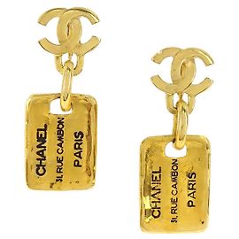 Pendentif Chanel CC Plate Logo en métal avec cristaux