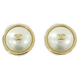 Boucles d'oreilles clips Chanel ABH925 Gold and White