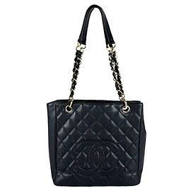 Sac à épaule Chanel en cuir de veau grainé noir