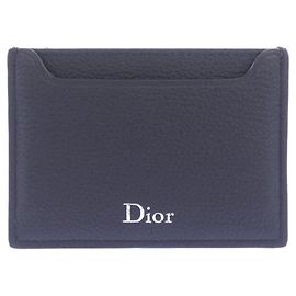 Tarjetero Christian Dior de piel de becerro negra