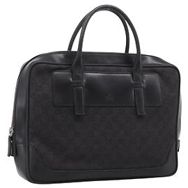 GUCCI GG Supreme Tote Bag Black Silver 101666 Auth 205293