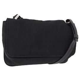 PRADA Schultertasche Nylon Black Silver Auth ka6507
