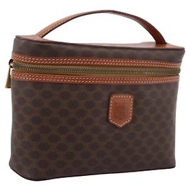Céline Necessaire per cosmetici CELINE Macadam Canvas PVC Pelle Marrone Oro Auth 205380A