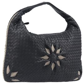 Bottega Veneta INTRECCIATO Hobo Bag Leather outlet Black 115654 Auth BA16024SAV
