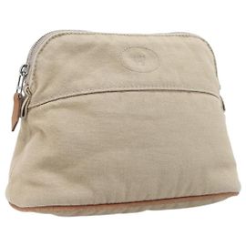 Hermès HERMES Bolso Bolide Pouch Canvas Beige Silver Auth BA16115