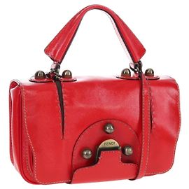 FENDI Handtasche aus Leder 2way rot goldfarben 8BN199 Auth 206644V
