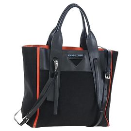 Sac Tote PRADA Uverture Canvas 2way Noir Argent Auth 206647