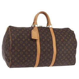 LOUIS VUITTON Monogram Keepall 55 Boston Bag M41424 LV Auth 203102A