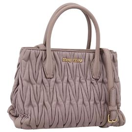 Miu Miu Matelassé Handtasche Leder 2way Lila Gold Auth 206929A