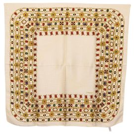 CHANEL Scarf Silk White CC Auth ar14315