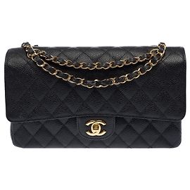 CHANEL Timeless/Classique Tasche aus schwarzem Leder - 103966
