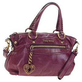 Sac à main Miu Miu en cuir 2way Violet Or Auth 204521V