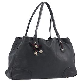 Saco Tote GUCCI Pretty Sherry Line em couro preto e dourado 163805 Auth 207457V