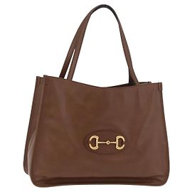 Sac Tote GUCCI Horsebit en cuir marron ton or 623694 Auth ka6540V