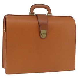 Borsa Business Burberrys in Pelle Marrone Gold Auth ep16161