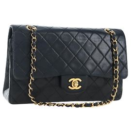 Bolsa de ombro CHANEL Chain Matelasse25 Lamb Skin Black Gold CC Auth BA16028SAV