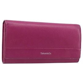 Cartera larga Tiffany & Co. de cuero púrpura plata auténtica bs37503