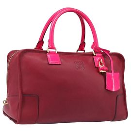 LOEWE Amazona 36 Handtasche aus Leder Rot Gold Authentisch 206725A