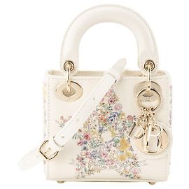 Autre Marque DIOR - Lady Dior Micro Lucky Star Schultertasche aus weißem glattem Leder limitierte Edition