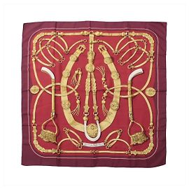 Hermès Carré 90 "Gaucho par Hermes Paris" Lenço de seda em Burgundy