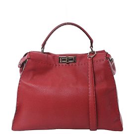  mala de mão 2Way Fendi Peekaboo Large Selleria em couro vermelho 8BN210