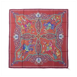 Hermès Carré 90 "Poesie Persane" Seidentuch in Burgundy