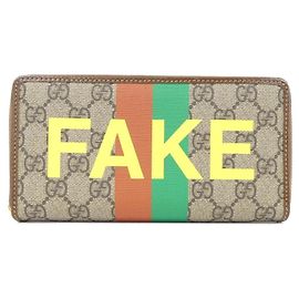 Gucci GG Supreme Canvas Long Wallet Beige Brown
