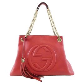 Bolso de hombro Gucci 536196 A7M0G de cuero rojo