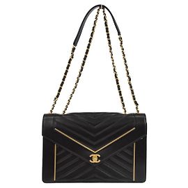 Chanel Reversed Flap Chevron Lambskin Medium