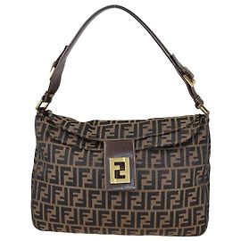 Fendi Tobacco Zucca Canvas Vintage Flap Hobo