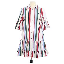 Autre Marque Abito Choux in Jacquard a Righe in Misto Cotone Multicolor de La Double J