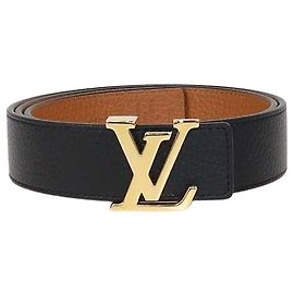 Louis Vuitton Black/Brown Leather Reversible Initiales Belt
