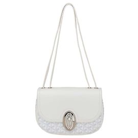 Bolso de hombro Goyard 233 en lona revestida Goyardine blanca y cuero