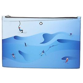 Montblanc Blue Leather Meisterstuck Skiers Scenic Pouch