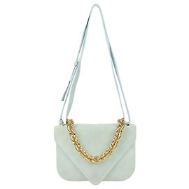 Bolsa de Ombro Mount Envelope Bottega Veneta em camurça verde claro
