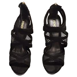 Fendi Plateau-Sandalen schwarz